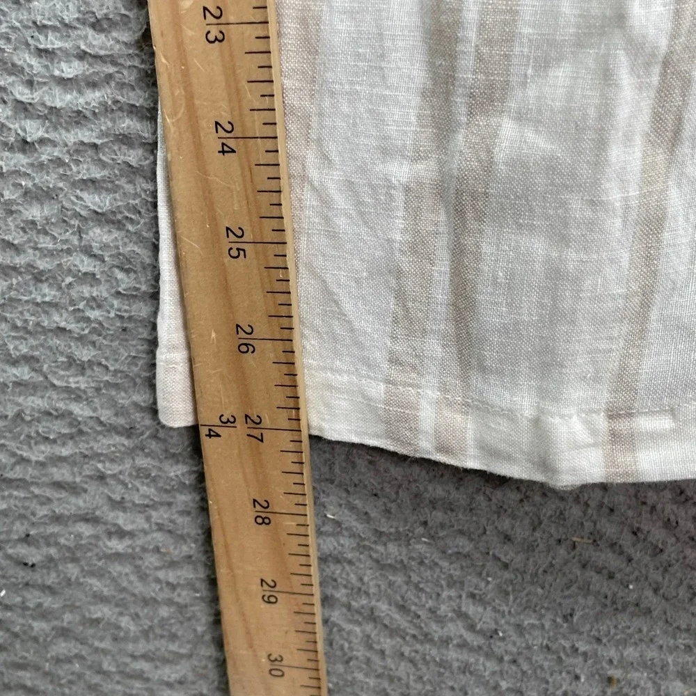 H&M‎ Linen Blend Pants Womens Large Tan White Striped Drawstring Straight Boho